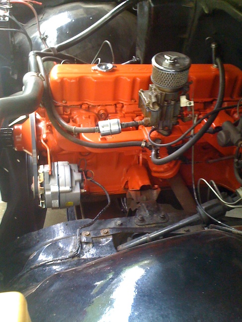 vintage restored engine block red